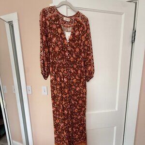 NWT Arnhem Gabriel Jumpsuit Long Sleeve Button Up Tie Waist Floral Rust US S/AU8